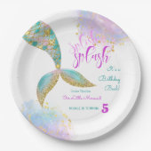Splish splash zeemeermin verjaardags bash papieren bordje (Voorkant)