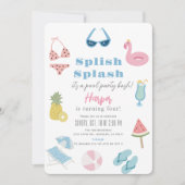 Splish Splash Zomer Zwembad Party Meisje Verjaarda Kaart (Voorkant)