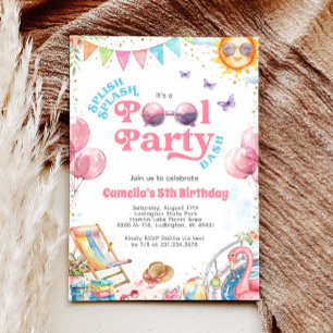 splish splash zwembad feest verjaardagsuitnodiging kaart