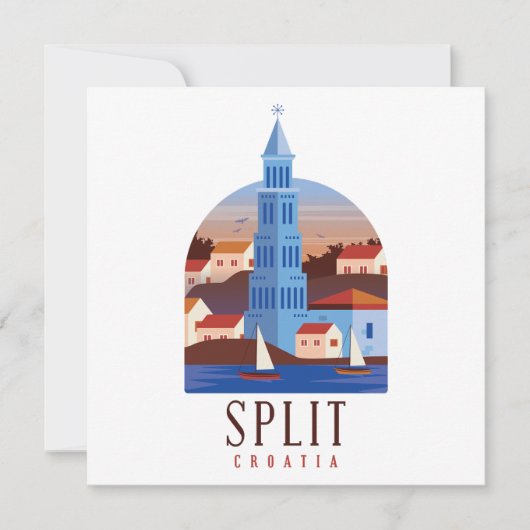 Split Croatie Dalmatie Carte de voeux Vintage (Devant)