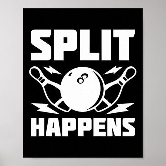 Split gebeurt grappig Bowling grap Poster (Voorkant)