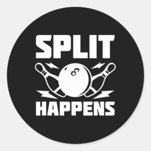 Split gebeurt grappig Bowling grap Ronde Sticker