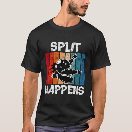 Split Happens Bowling Shirt Funny Bowling Ball Bow (Voorkant)