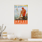 Split, Joegoslavië, meisje op de rots door het zee Poster (Keuken)