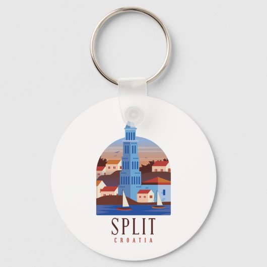 Split Kroatië Dalmatië Vintage Sleutelhanger (Voorkant)