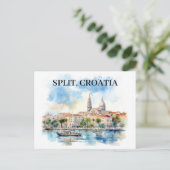 Split Kroatië Dalmatië Waterverf Briefkaart (Staand voorkant)