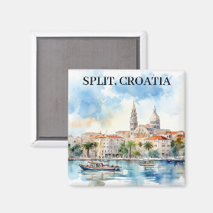 Split Kroatië Dalmatië Waterverf Magneet