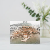 Split Kroatië  haventekening Briefkaart (Staand voorkant)