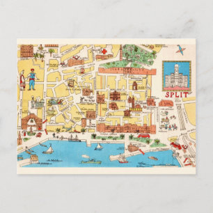 Split Kroatië Kleurrijke Ansichtkaart Briefkaart