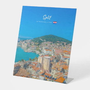 Split, Kroatië - Kuststad Reclamebord Met Voetstuk