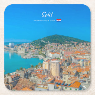 Split, Kroatië - Kuststad Vierkante Kartonnen Onderzetter