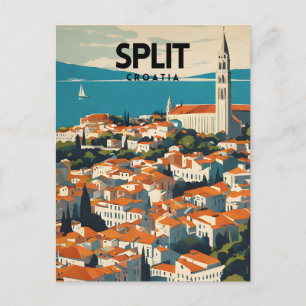Split Kroatië Nostalgische reiskunst Briefkaart
