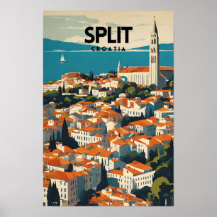 Split Kroatië Nostalgische reiskunst Poster