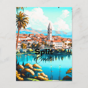 Split Kroatië Reisansichtkaart, Split Reis Kunst, Briefkaart