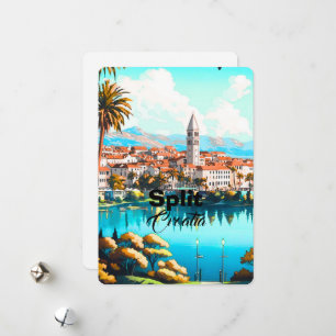 Split Kroatië Reisansichtkaart, Split Reis Kunst, Feestdagenkaart