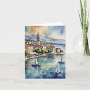 Split Kroatië Sailing Waterverf Kaart