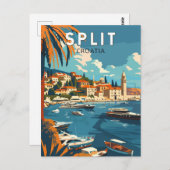 Split Kroatië Travel Art Vintage Briefkaart (Voorkant / Achterkant)