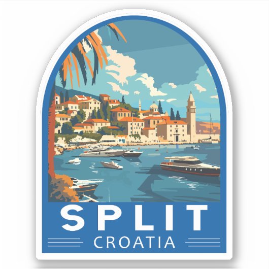 Split Kroatië Travel Art Vintage Sticker (Voorkant)