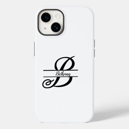 Split Monogram A-Z Zwart-wit Case-Mate iPhone Case (Achterkant)