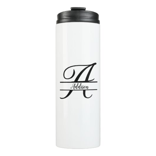 Split Monogram A-Z Zwart-wit Thermosbeker (Voorkant)