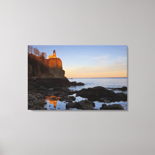 Split Rock Lighthouse bij zonsondergang bij Two Canvas Afdruk (Voorkant)