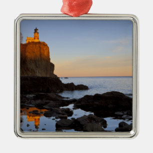 Split Rock Lighthouse bij zonsondergang bij Two Metalen Ornament