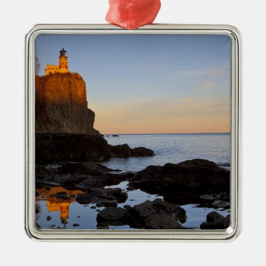 Split Rock Lighthouse bij zonsondergang bij Two Metalen Ornament (Voorkant)