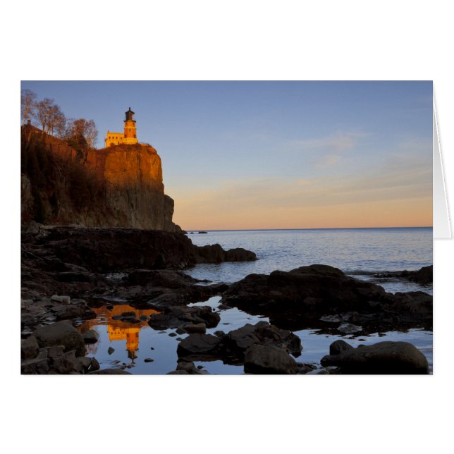 Split Rock Lighthouse bij zonsondergang nabij Two (Voorkant Horizontaal)