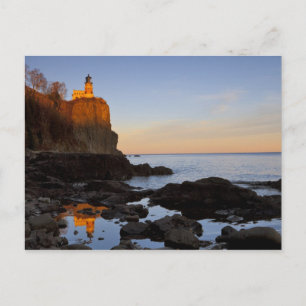 Split Rock Lighthouse bij zonsondergang nabij Two Briefkaart