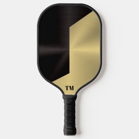 Split Screen Black and Gold Metallic Texture Pickleball Paddle (Voorkant)