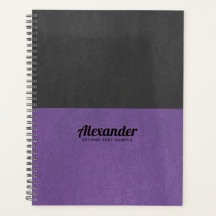 Split-screen purp en zwart faux leer textuur p planner