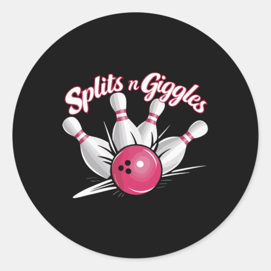 Splits N Giggles Funny Bowling Bowling Ball Ronde Sticker (Voorkant)