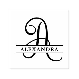 Splitsen van de naam van het Script-monogram voor  Zelfinktende Stempel