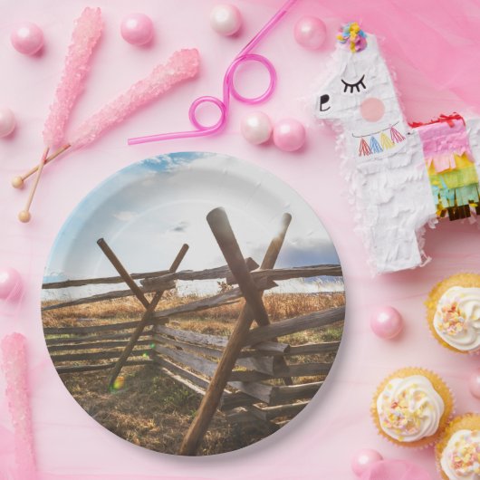 Splitsen van spooromheining bij Gettysburg Papieren Bordje (Feest)