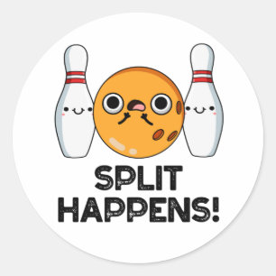 Splitsing gebeurt grappig Bowling pun Ronde Sticker