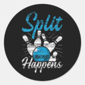 Splitsing gebeurt grappig Bowling Ronde Sticker (Voorkant)