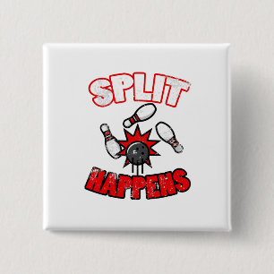 Splitst geluk print Funny Bowling voor Bowlers Vierkante Button 5,1 Cm