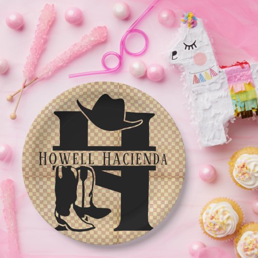 Splitst 'H' Cowboy Monogram Papieren Bordje (Feest)