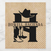 Splitst 'H' Cowboy Monogram Wijn Etiket (Enkel label)