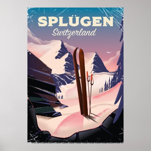 splügen Suisse affiche de ski (Devant)