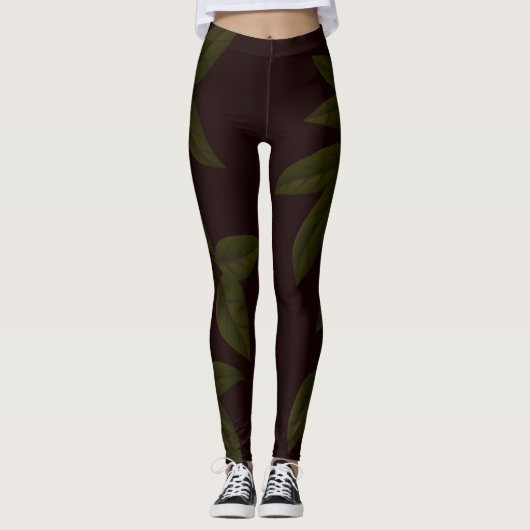 SPNP_Green_Leaves_Leggings Leggings (Voorkant)