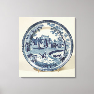 Spodenblauw en wit bord, c.1815 canvas afdruk