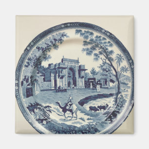 Spodenblauw en wit bord, c.1815 magneet