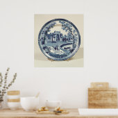 Spodenblauw en wit bord, c.1815 poster (Keuken)