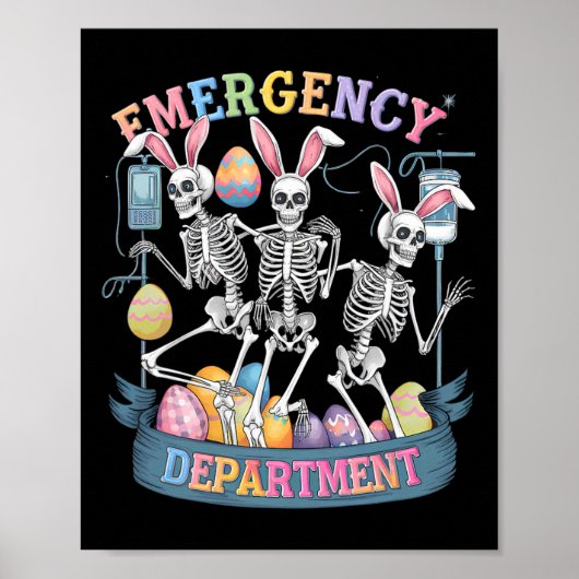Spoedeisende hulp Funny Skeleton Dancing Pasen Poster (Voorkant)