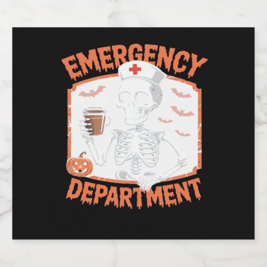 Spoedeisende hulp Grappige Halloween Nurse Essenti Sparkling Wijnetiket (Enkel label)