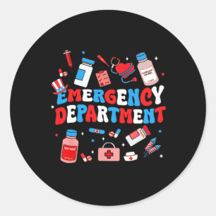 Spoedeisende hulp Verpleegkundige Vlag Patriottisc Ronde Sticker
