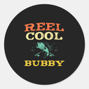 Spoel cool bubby vissen visser grappig vintage  ronde sticker