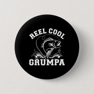Spoel Cool Grumpa Voor Vissen Opa Ronde Button 5,7 Cm