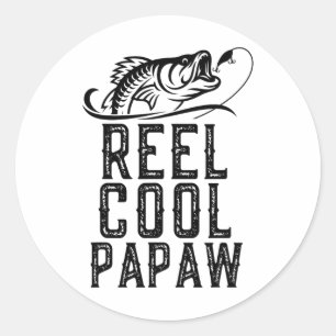 Spoel Cool Papaw Vissen Visser Grappig Retro Ronde Sticker